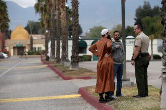 Community members attend vigil during FBI mosque investigation in California