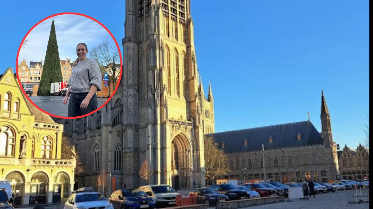 Ypres installs 21m recycled plastic Christmas tree for holidays