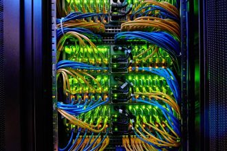 Modern network servers illustrate the growing role of artificial intelligence infrastructure in the global economy.