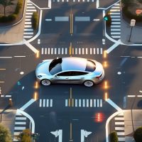 Tesla autonomous system trial news featuring interior view of self-driving system with supervisor monitoring