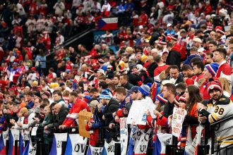 Canada Olympic hockey players competing during semifinal at Milan 2026