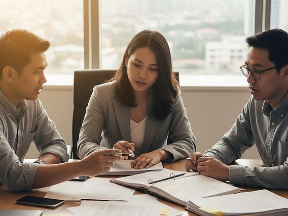 Startup founders discussing requirements for successful new company registration