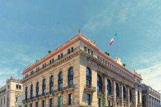 Bank of Mexico headquarters reflecting the Mexico economy outlook and national economic policy