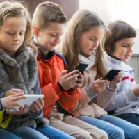 Medical research showing smartphone health risks children face with brain development scans
