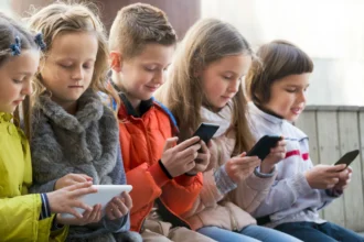 Medical research showing smartphone health risks children face with brain development scans