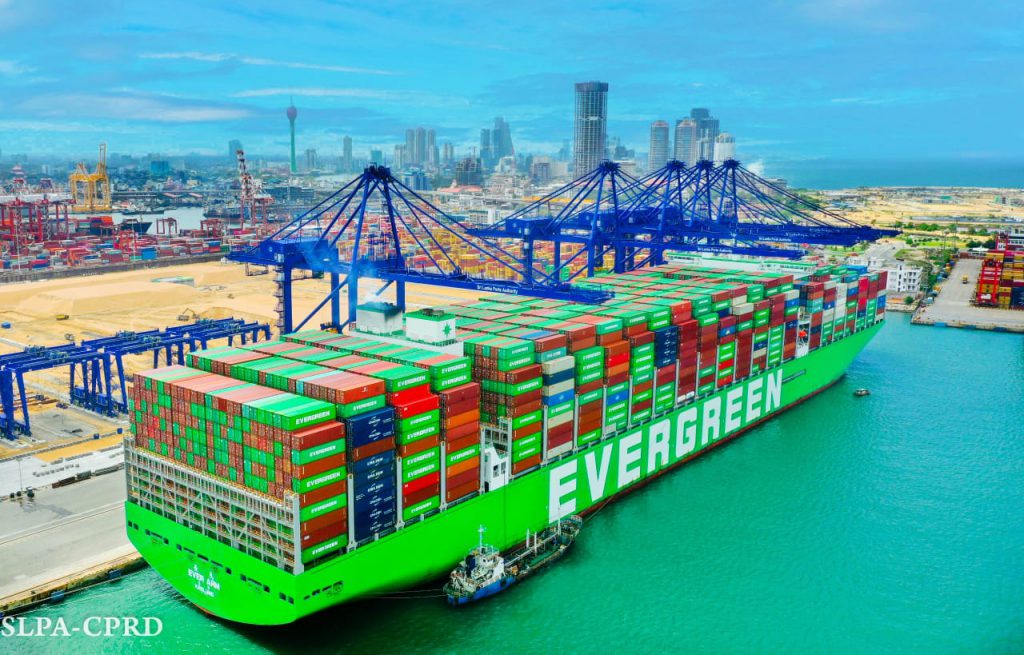 Cargo ships navigating busy Indian Ocean trade routes near Sri Lanka