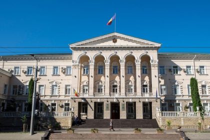 Embassy entrance in Chisinau following diplomatic tensions involving Russian embassy staff
