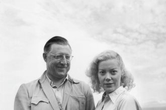 Armand Denis during an African safari expedition filming wildlife documentaries