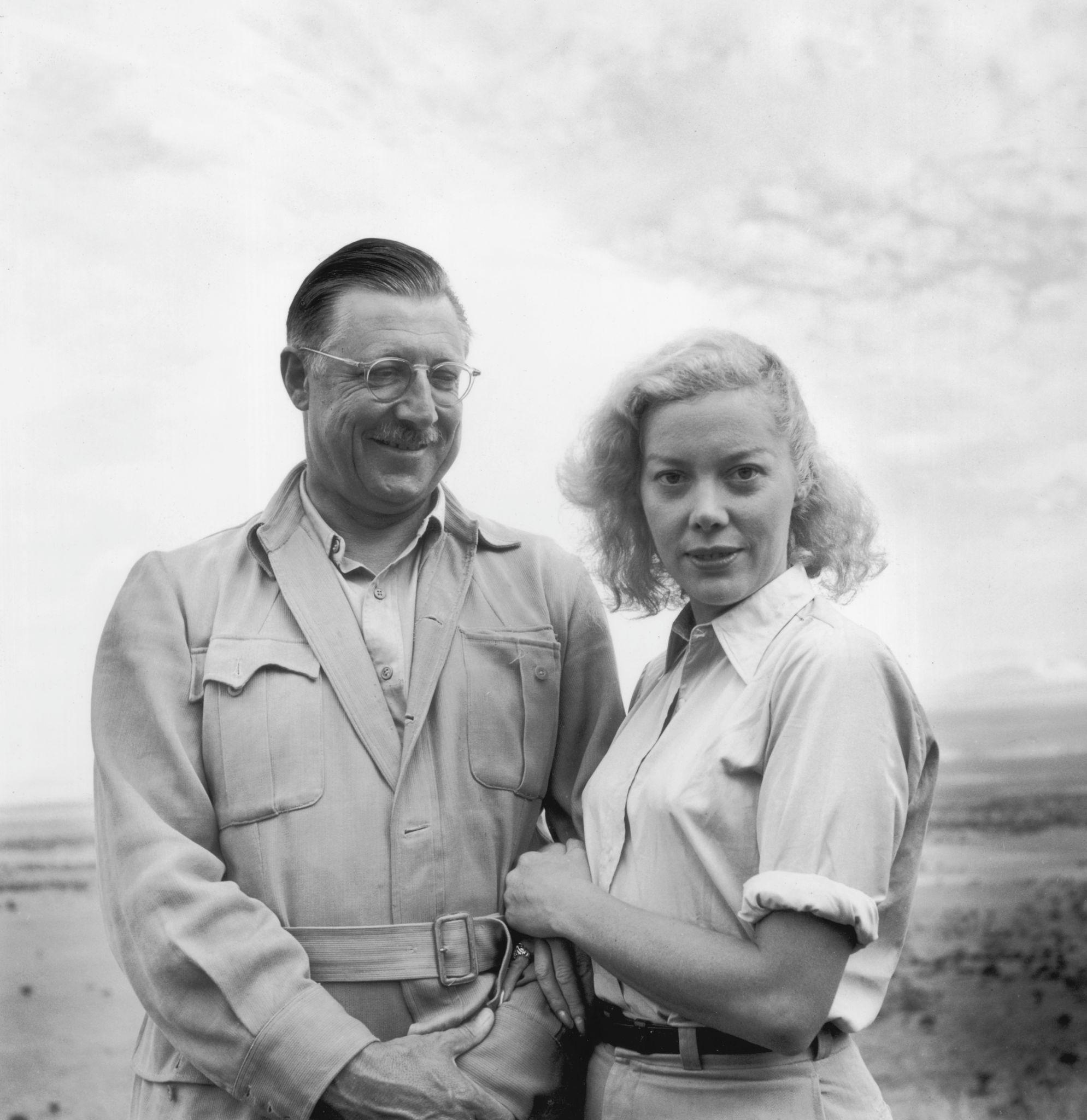 Armand Denis during an African safari expedition filming wildlife documentaries