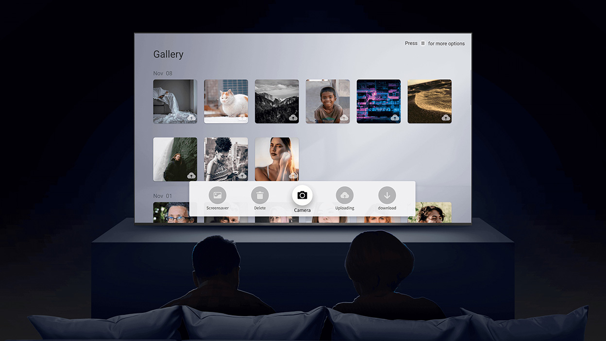 smart TV photo gallery interface on Samsung TV