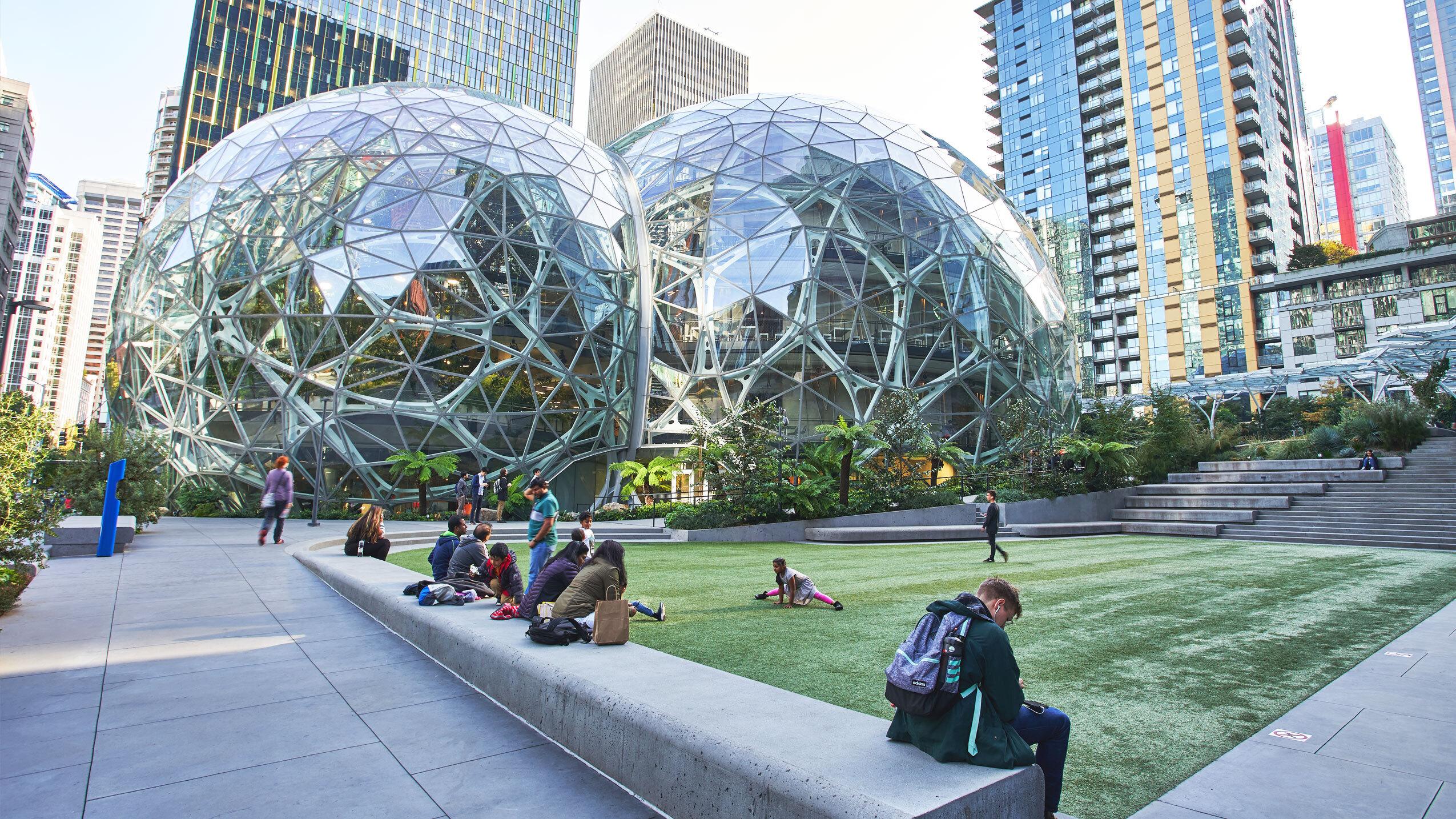 Amazon workforce strategy employees collaborating in modern office environment