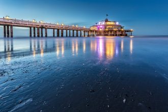 aerial view of North Sea beach featured in Blankenberge Belgium travel guide