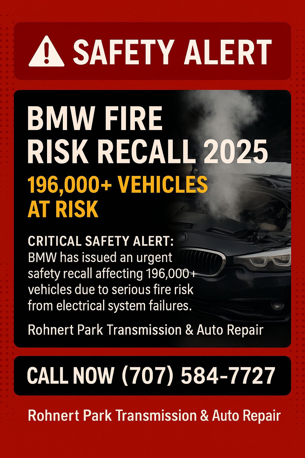 BMW vehicle fire risk inspections underway at authorized dealerships