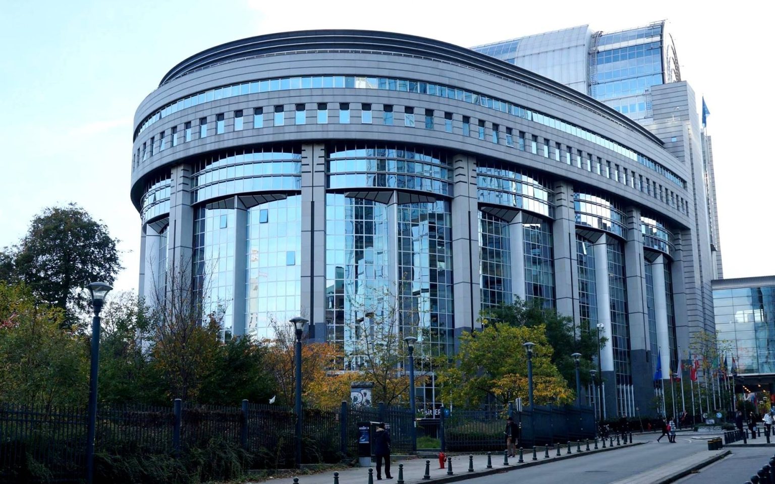 European Parliament building in Brussels amid the EU migration dispute over immigration policies.