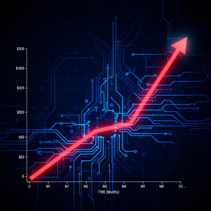 Graph showing skyrocketing RAM prices over time due to increased AI demand