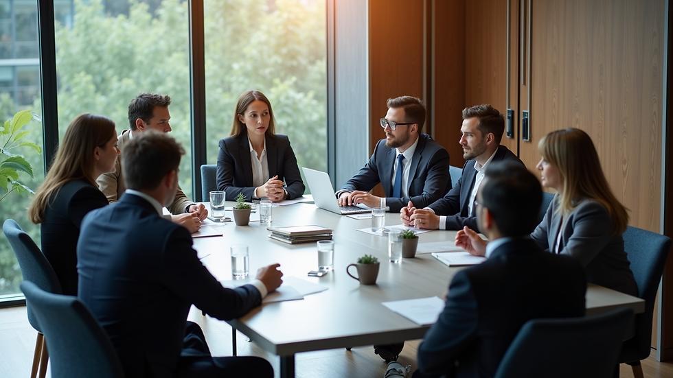 Directors discussing limited company legal requirements and first-year compliance obligations during a business meeting.