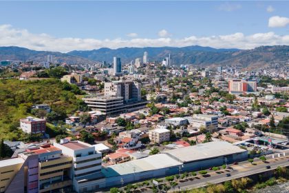 Tegucigalpa city skyline during Hernández return to Honduras