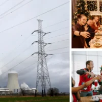 electricity grid and christmas celebration