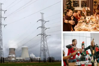 electricity grid and christmas celebration
