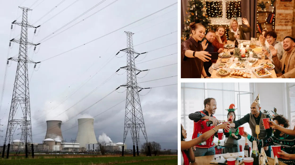 electricity grid and christmas celebration