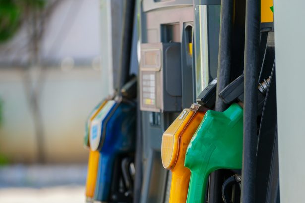 Belgium fuel prices at a petrol station