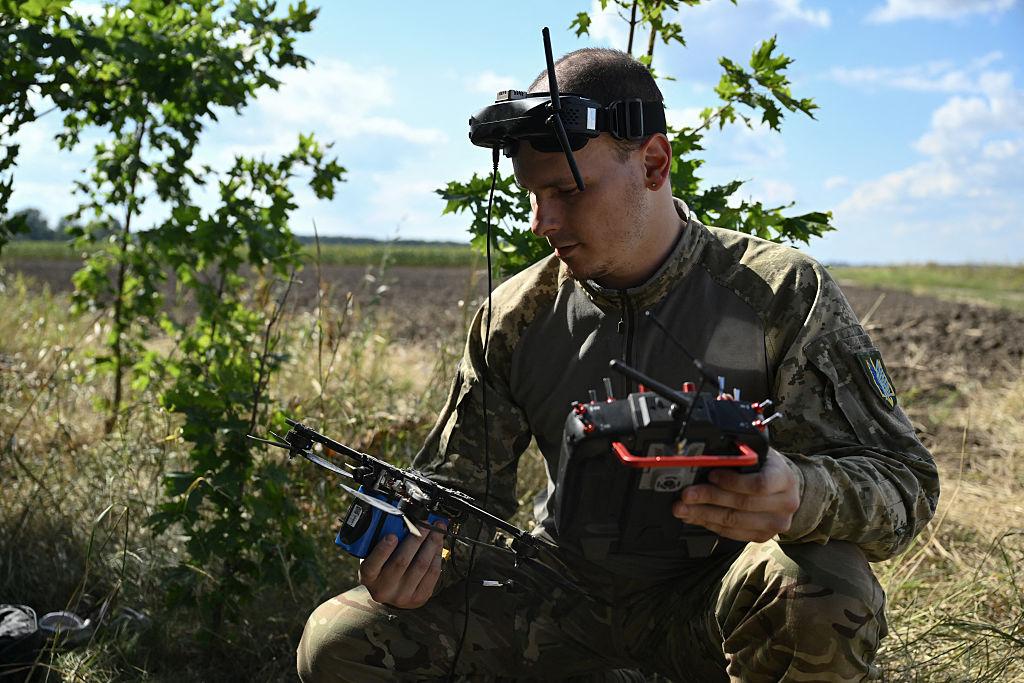 Ukraine drone warfare operations using combat drones above active battlefield zones