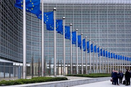European Union flags representing EU new global order leadership