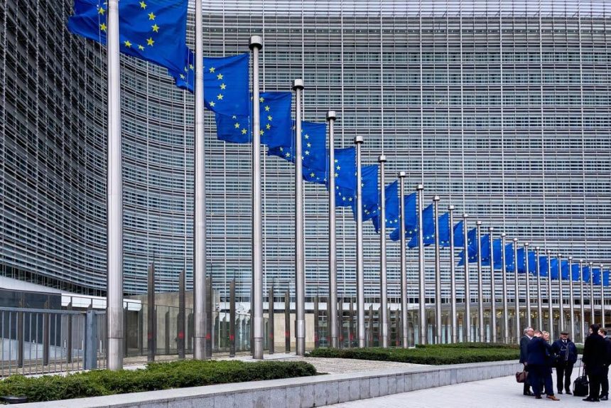 European Union flags representing EU new global order leadership