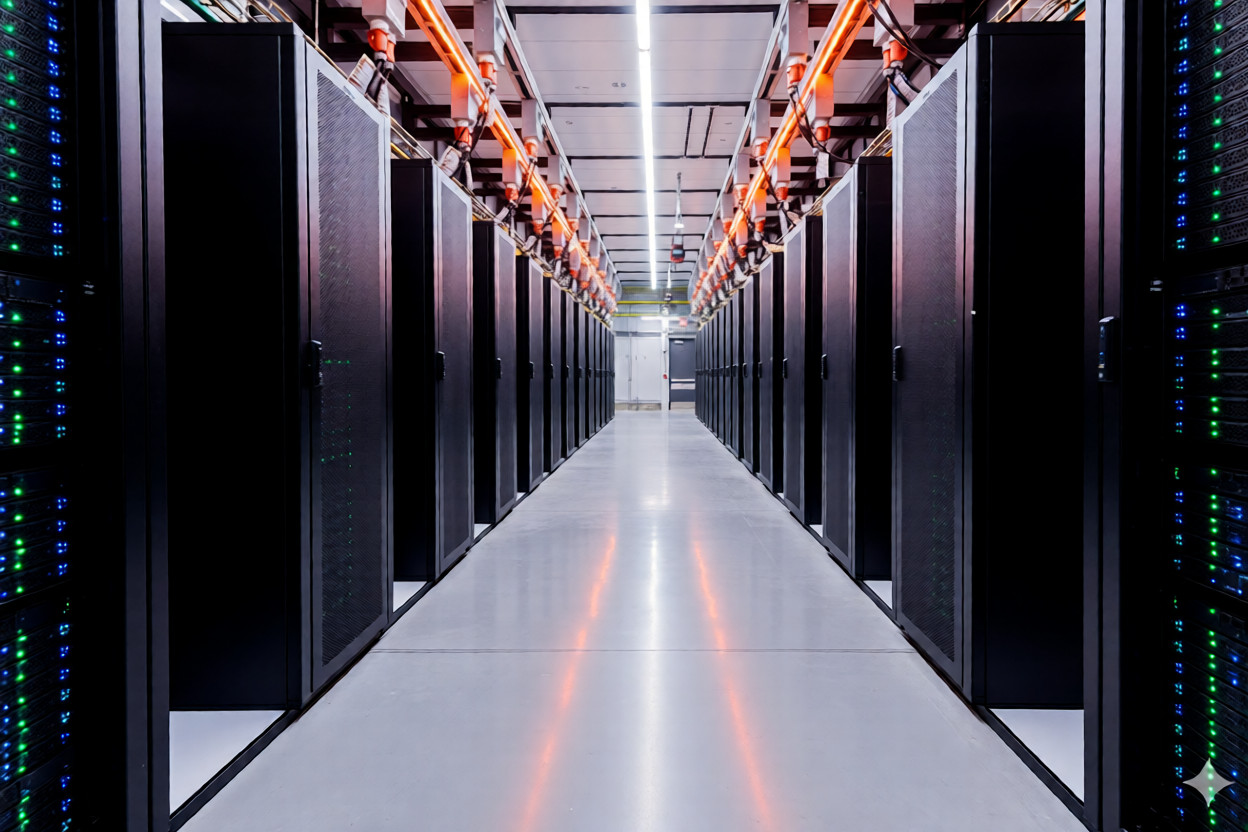 High-performance AI data center servers illustrating the growing RAM demand for AI workloads