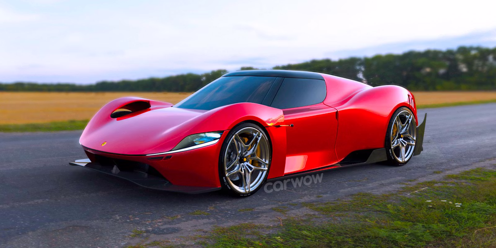 Side profile showing aerodynamic Ferrari electric car