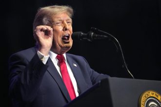 President Trump addresses supporters during the White House anniversary event on the National Mall for the U.S. 250th anniversary celebration