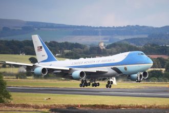 Air Force One replacement aircraft inside Boeing assembly facility