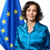EU Commissioner Hadja Lahbib speaking about EU gender inequality