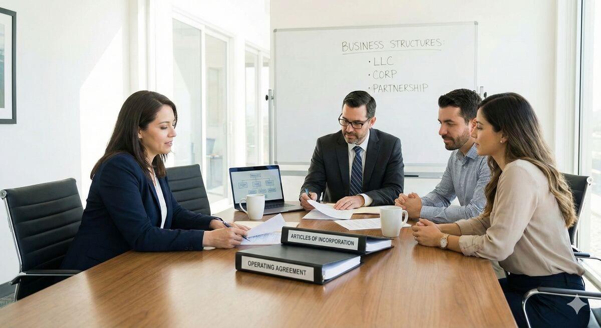 Business adviser explaining legal responsibilities to a First-Time Company Director during company formation