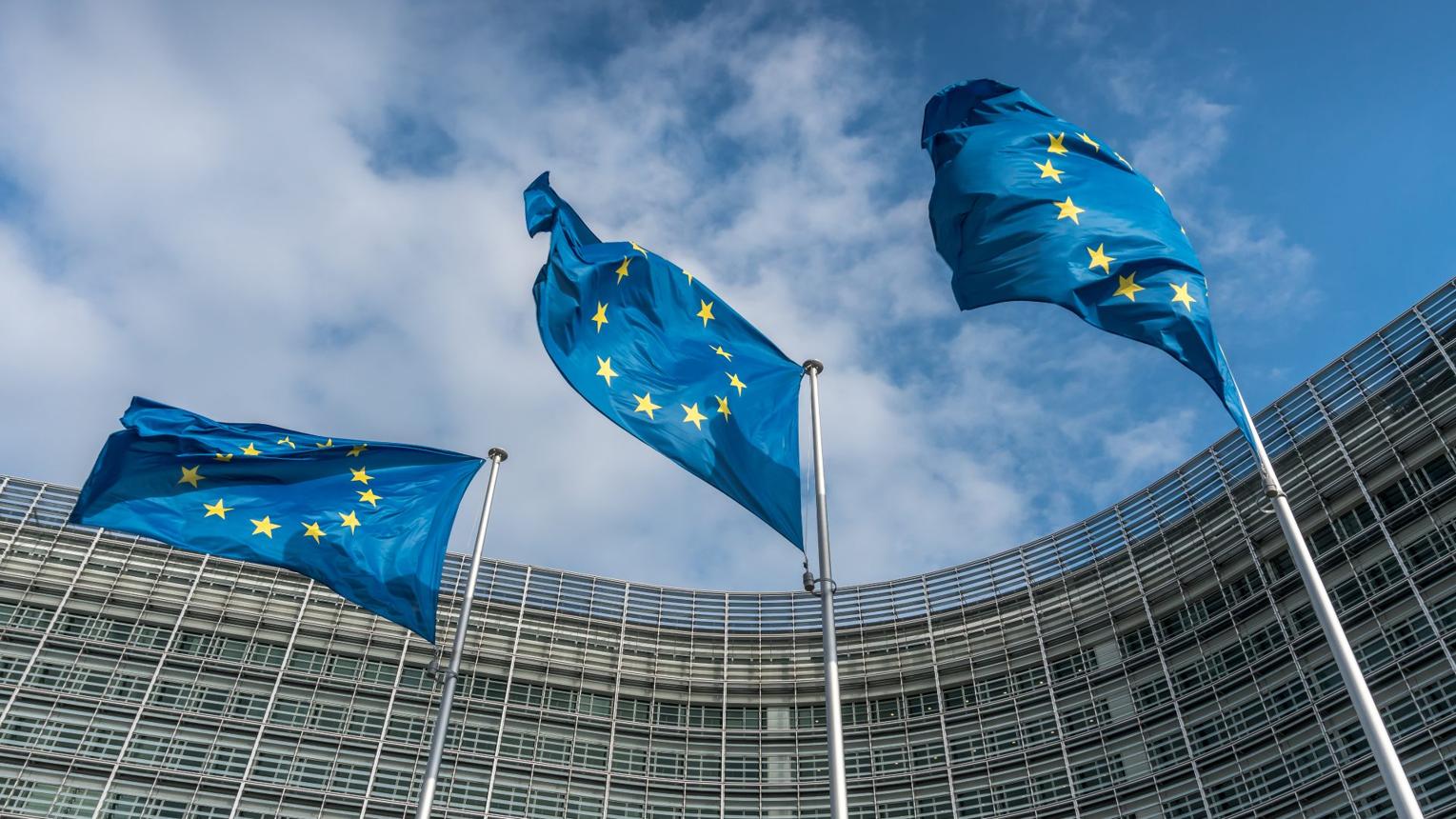 EU–Canada membership proposal faces opposition as European Union flags fly outside the European Commission in Brussels.