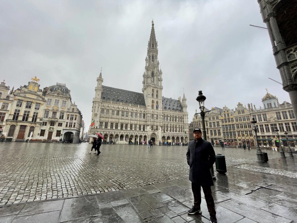 Cloudy and rainy weather over Brussels city centre ahead of the Belgium storm warning.