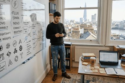 Business owner reviewing trademark records to protect your company name