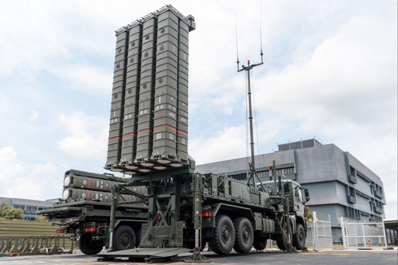 SAMP-T air defence missile launcher during a European military readiness exercise
