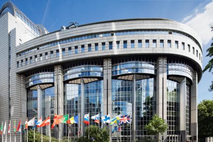 European Parliament building in Brussels where EU long-term budget negotiations are under scrutiny.