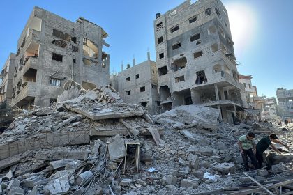 Emergency responders working after Gaza airstrike
