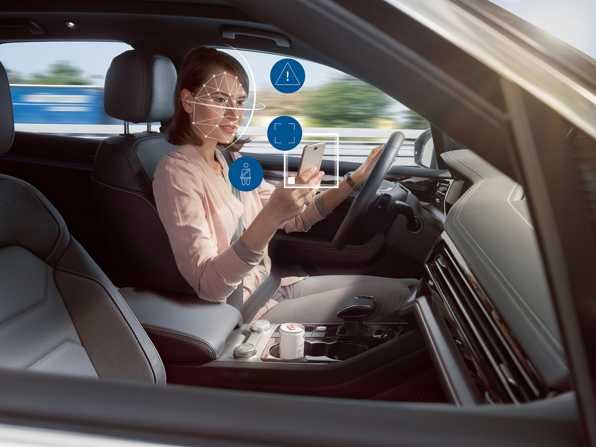 Self driving technology system guiding vehicle on Texas highway corridor