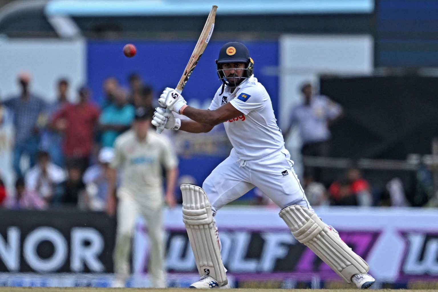Kamindu Mendis batting for Sri Lanka in Test cricket