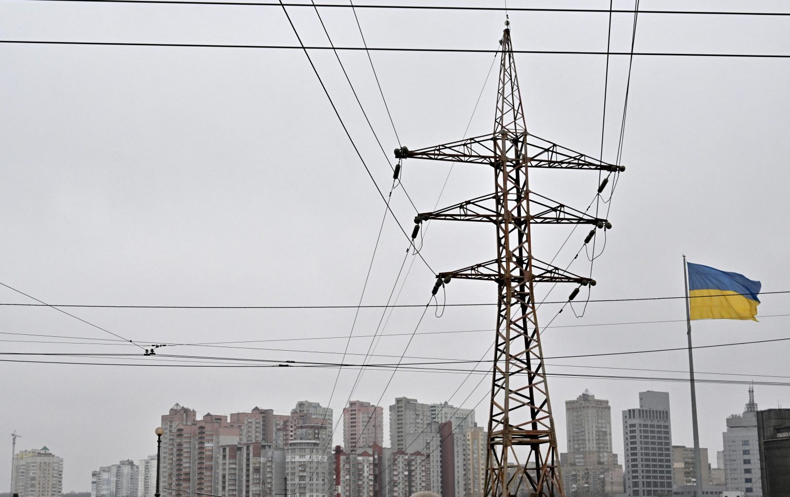 Ukraine energy infrastructure and power lines in Kyiv