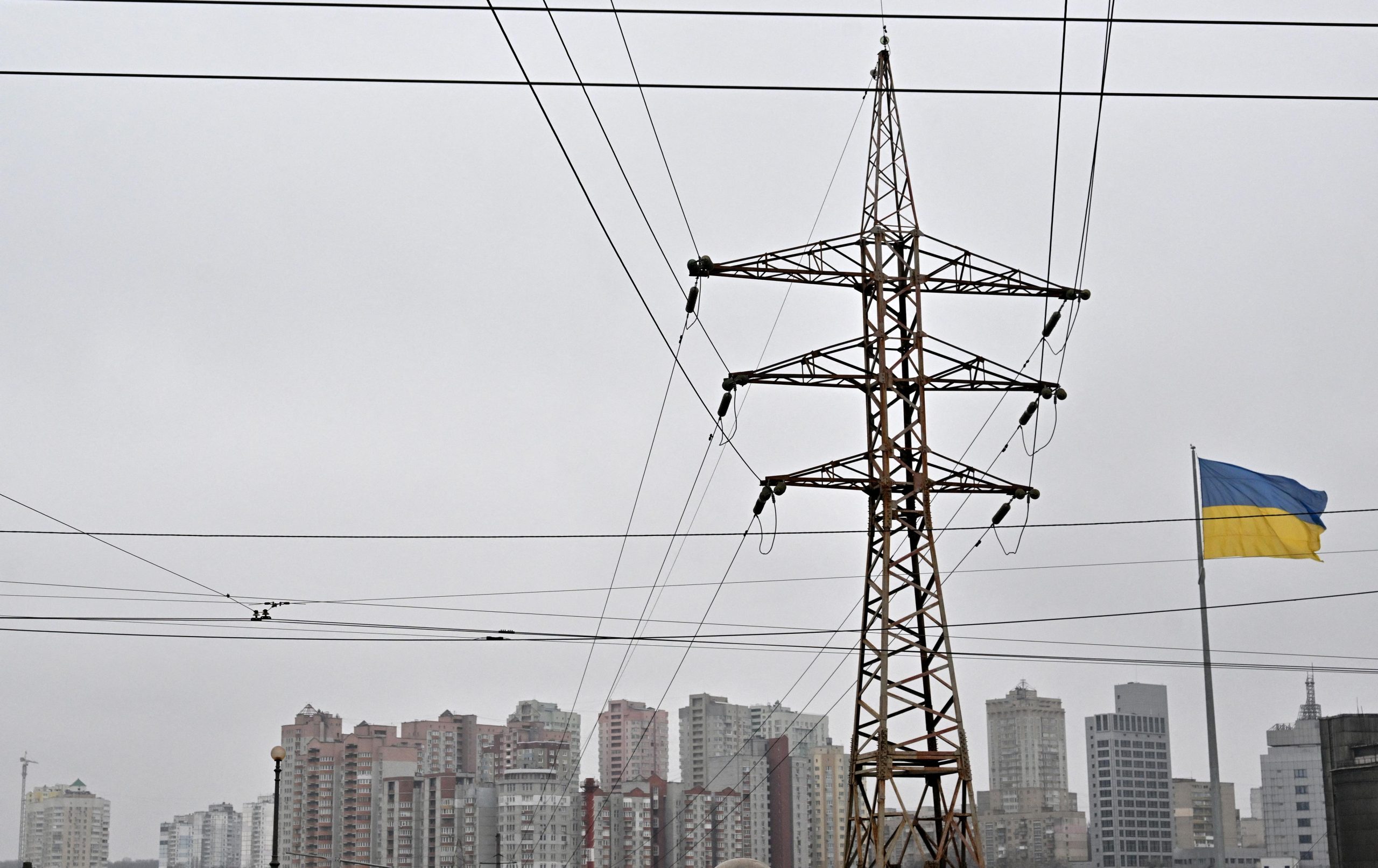 Ukraine energy infrastructure and power lines in Kyiv