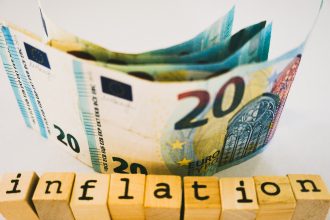 Eurozone inflation rises as euro banknotes illustrate higher prices