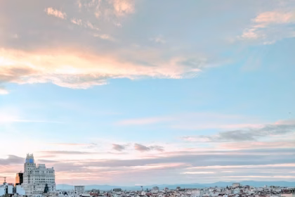 Madrid latest news showing the city skyline during the extreme heatwave in Spain 2026