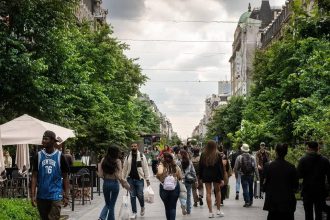 Brussels city street as police assess anonymous TikTok protest announcements and public safety concerns.