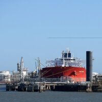 Venezuela oil exports tanker loading crude at port