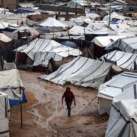 Gaza civilians winter storms hit displacement camps