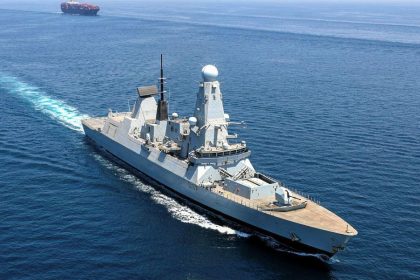 Royal Navy warship during UK defence readiness operations